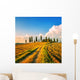 Tuscany, farmland, cypress trees and white road on sunset. Siena Wall Mural