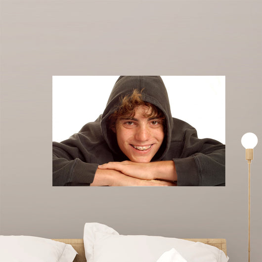Happy Teen Boy Wearing Wall Decal