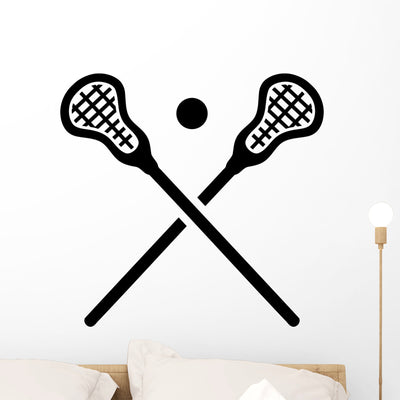Lacrosse Equipment Wall Decal shown on a wall