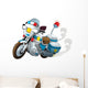 Cartoon Police Motorcycle Illustration Wall Decal