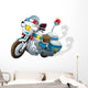 Cartoon Police Motorcycle Illustration Wall Decal