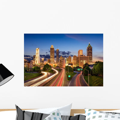 Atlanta Skyline Wall Decal shown on a wall