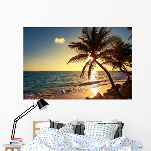 Sunny Tropical Palm Trees Wall Decal