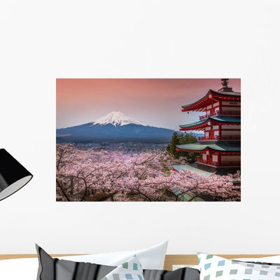 Beautiful MT Fuji during Sakura Wall Decal shown on a wall