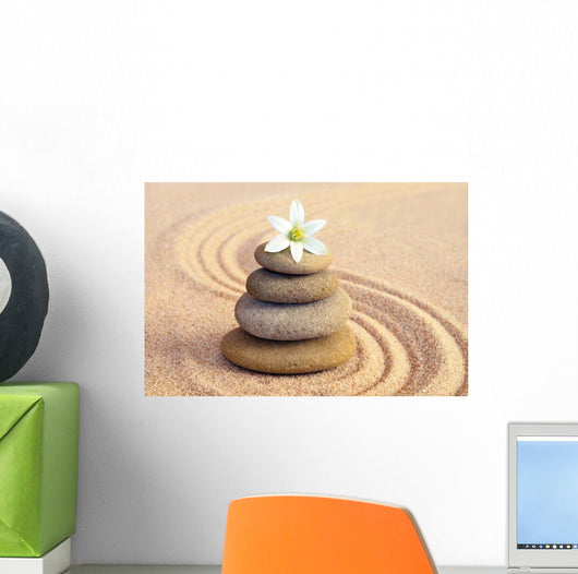 Stone Balance and Flower Wall Decal