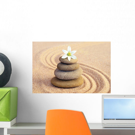 Stone Balance and Flower Wall Decal