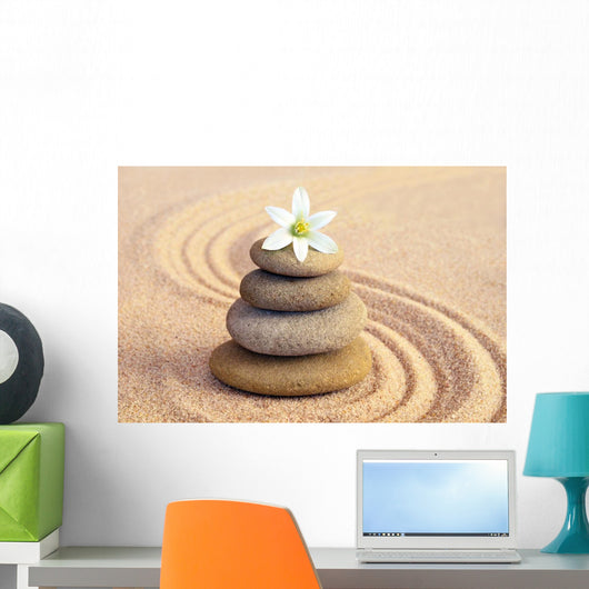 Stone Balance and Flower Wall Decal