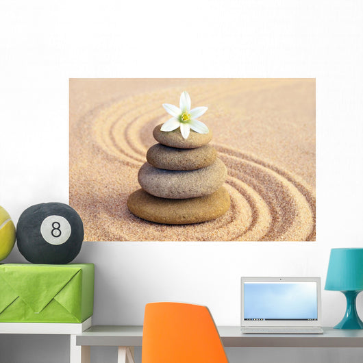 Stone Balance and Flower Wall Decal