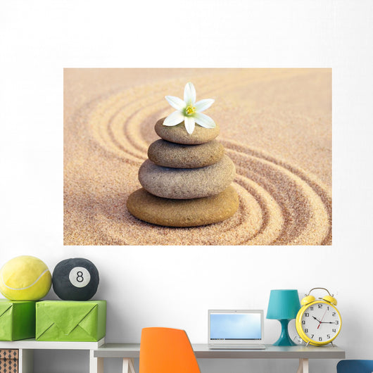 Stone Balance and Flower Wall Decal