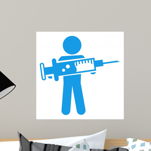 Icono Aislado Vacuna Azul Wall Decal