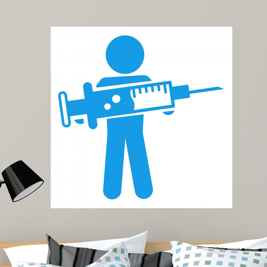 Icono Aislado Vacuna Azul Wall Decal