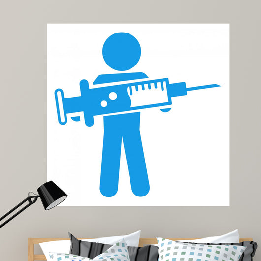 Icono Aislado Vacuna Azul Wall Decal