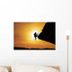 Silhouette Woman Climbing Rock Wall Decal