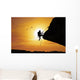 Silhouette Woman Climbing Rock Wall Decal