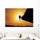 Silhouette Woman Climbing Rock Wall Decal
