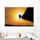Silhouette Woman Climbing Rock Wall Decal