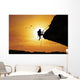 Silhouette Woman Climbing Rock Wall Decal