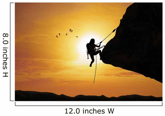 Silhouette Woman Climbing Rock Wall Decal