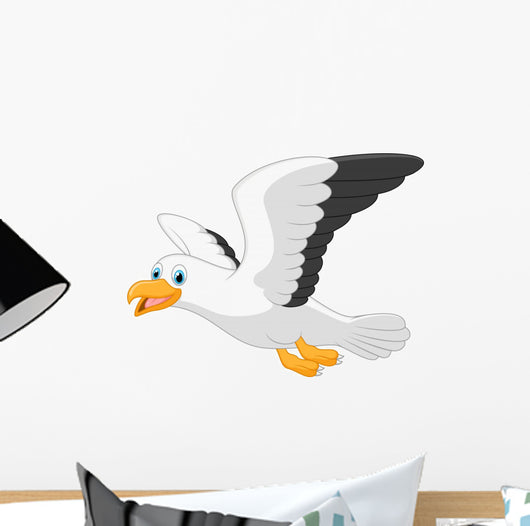 Cartoon Smiling Seagull White Wall Decal