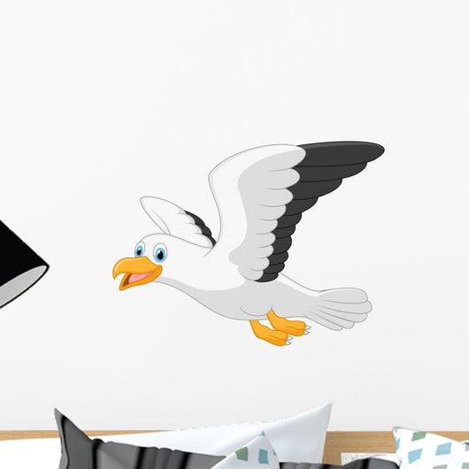Cartoon Smiling Seagull White Wall Decal