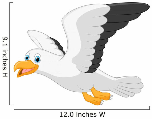 Cartoon Smiling Seagull White Wall Decal