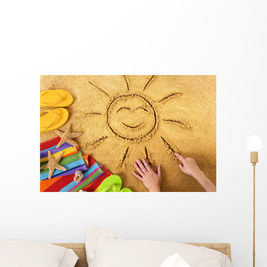 Summer Beach Smiling Sun Wall Decal