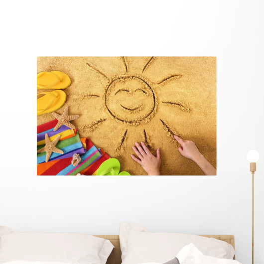 Summer Beach Smiling Sun Wall Decal
