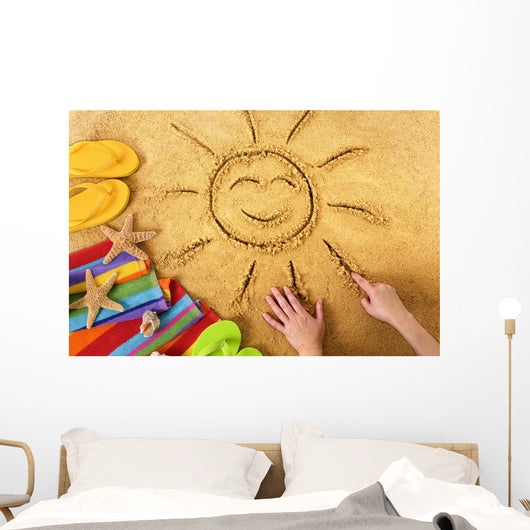 Summer Beach Smiling Sun Wall Decal