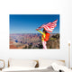 Woman Holding Us Flag Wall Decal