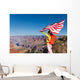 Woman Holding Us Flag Wall Decal