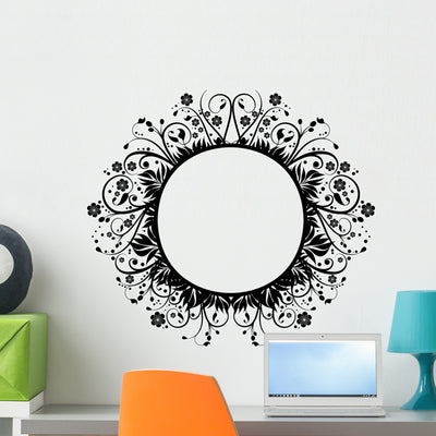 Decorative Floral Border Wall Decal shown on a wall