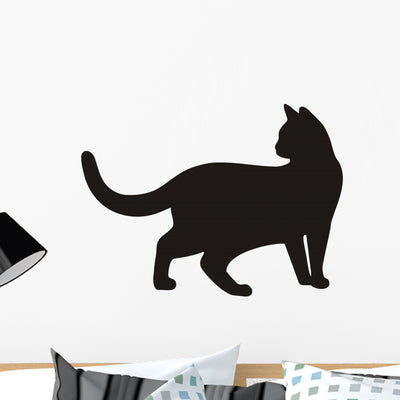 Cat Silhouette Wall Decal shown on a wall