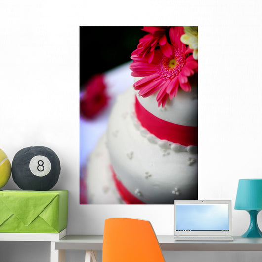 Wedding Cake with Flower Wall Decal