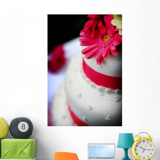 Wedding Cake with Flower Wall Decal