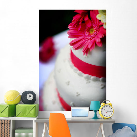 Wedding Cake with Flower Wall Decal