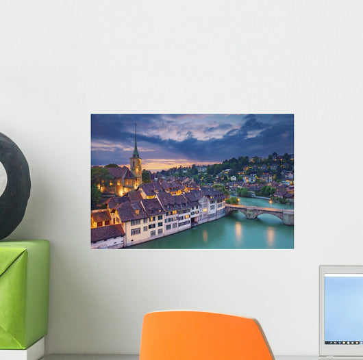 Dramatic Bern Switzerland Sunset Wall Decal