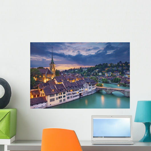 Dramatic Bern Switzerland Sunset Wall Decal