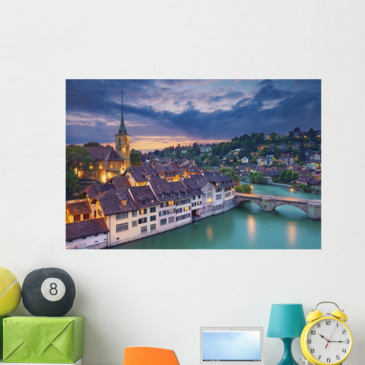 Dramatic Bern Switzerland Sunset Wall Decal