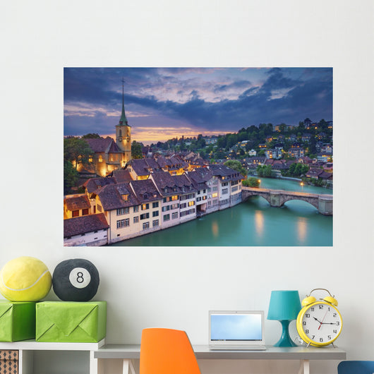 Dramatic Bern Switzerland Sunset Wall Decal