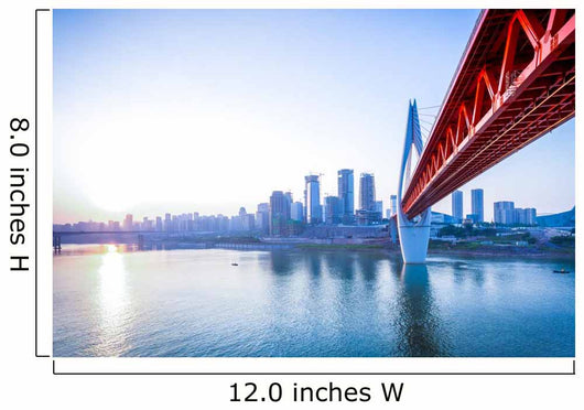 Skyline River and Bridge Wall Decal
