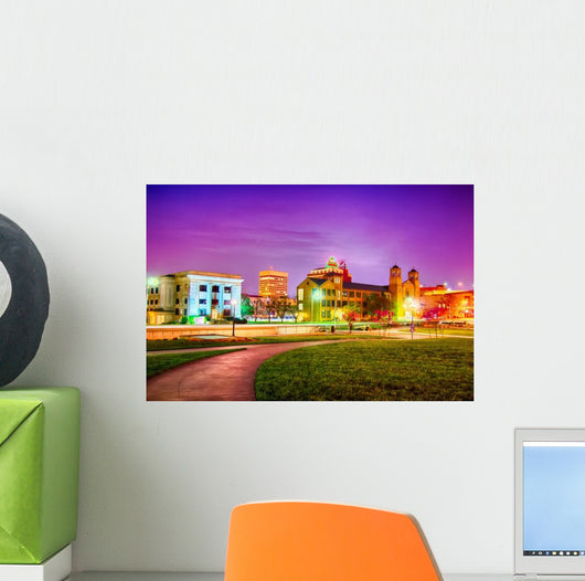 Topeka Kansas Downtown Night Wall Decal
