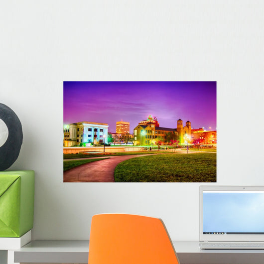 Topeka Kansas Downtown Night Wall Decal