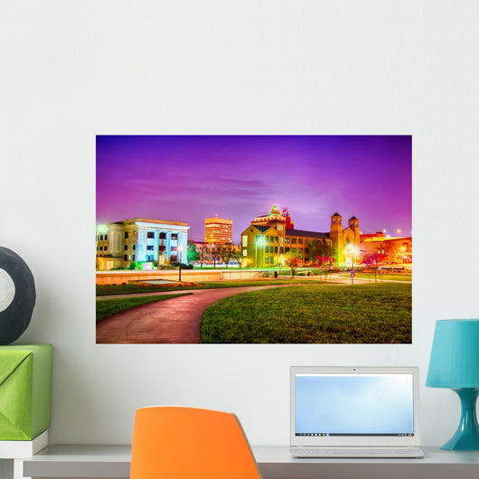 Topeka Kansas Downtown Night Wall Decal