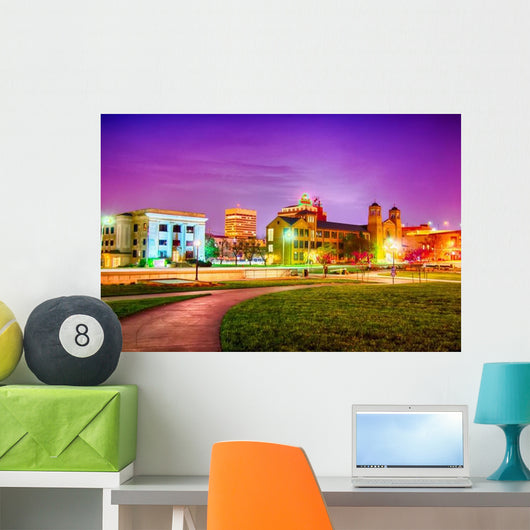 Topeka Kansas Downtown Night Wall Decal
