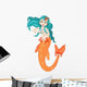 Orange Tailed Mermaid Wall Decal