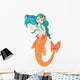 Orange Tailed Mermaid Wall Decal