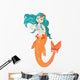 Orange Tailed Mermaid Wall Decal