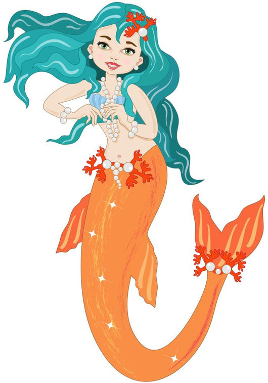 Orange Tailed Mermaid Wall Decal