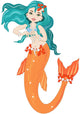 Orange Tailed Mermaid Wall Decal