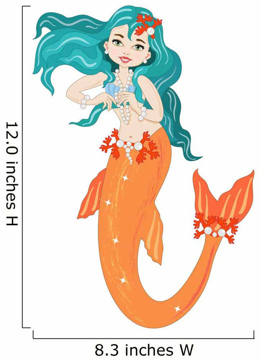 Orange Tailed Mermaid Wall Decal